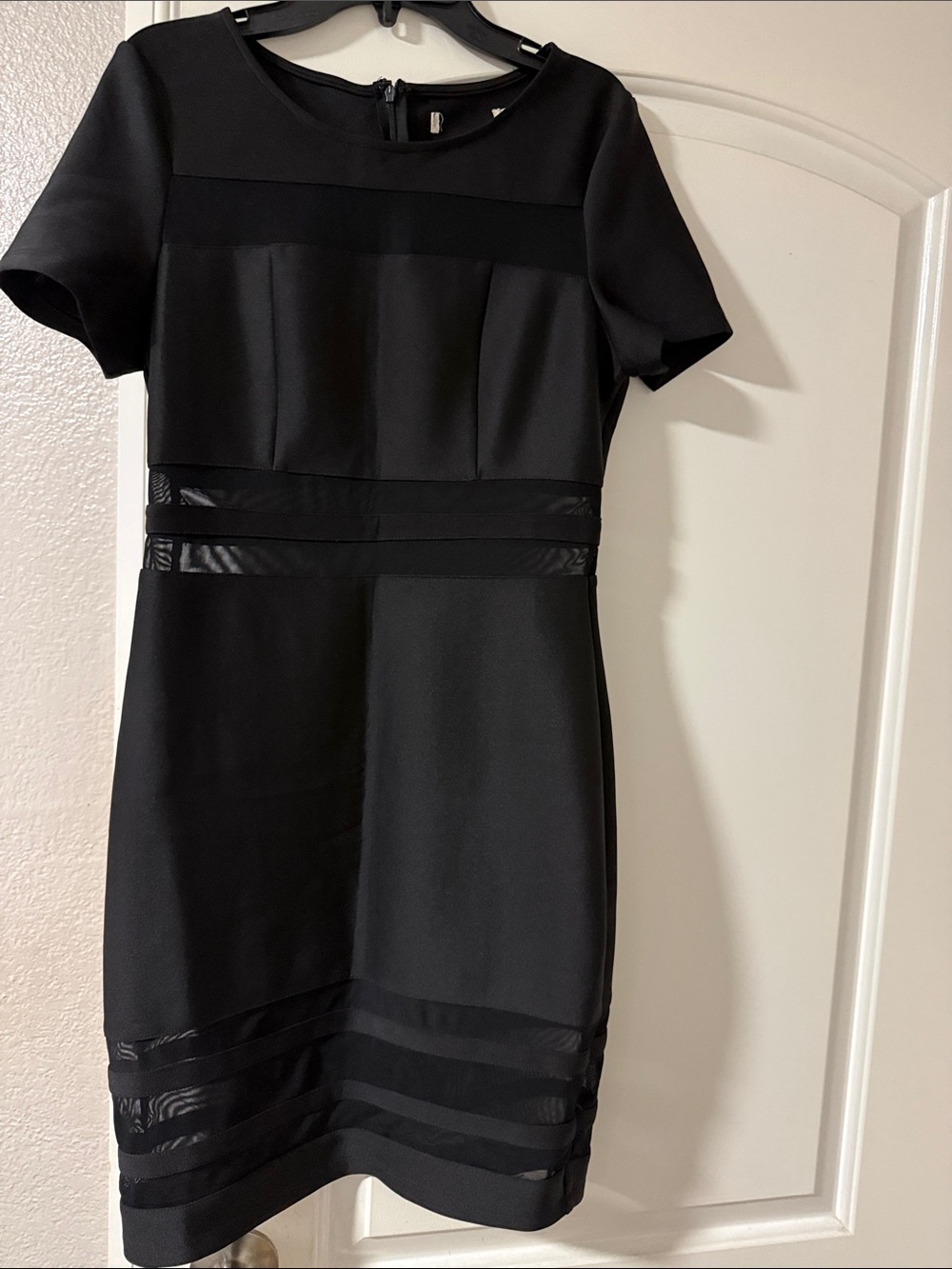 Classic Black Short-Sleeve Sheath Dress